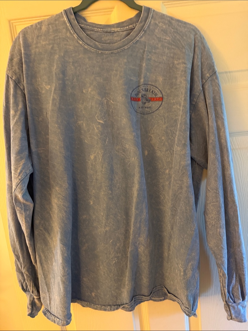 Hog's Breath Key West Graphic Long Sleeve Tee - Faded Blue with Red Accent